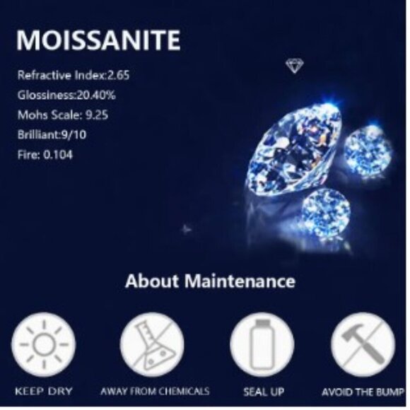 LOVESSOM S925 Sterling Silver Heart-Shaped Moissanite Drop Earrings Nickle free - Picture 4 of 9